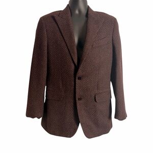 Atelier Munro Alpaca Wool Blend Blazer Sport Jacket Herringbone 2-Button Size 38
